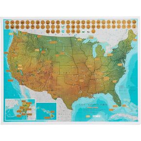 Scratch Off USA National Parks Map Poster - Ideal Gift for Outdoor Lovers or Explorers - 17 x 22 inches - Maps International