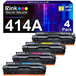 خراطيش حبر متوافقة مع حبر E-Z بديلة لحبر HP 414A HP 414X 414A (مع رقاقة) للاستخدام مع طابعة HP Color Pro M454dw MFP M479 M479fdw M479fdn M479fdw (4 عبوات)