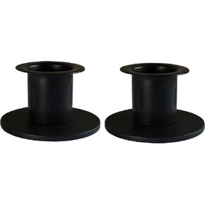CVHOMEDECO. Primitive Iron Taper Candle Holders Vintage Black Candlestick Holders for Halloween Christmas Dining Room Home Decor. Set of 2, Round base