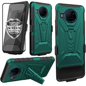 Ailiber for Nokia X100 Case, Nokia X100 5G Holster with Tempered Glass Screen Protector, Swivel Belt Clip Holster with Kickstand, Heavy Duty Full Body Shockproof Phone Cover Case for Nokia X100-Blue
