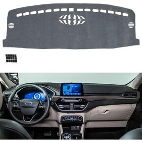 Dashboard Cover Fit for 2020 2021 2022 Ford Escape Flannel Nonslip Car Dash Board Mat Sunshade No-Glare and Slip Pad Carpet Sunshield Protector - Color Grey (Without HUD)