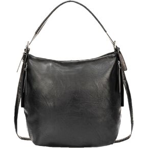 Leather Tote Bag for Women, Top Handle Womens Purses Oversized Shoulder Handbag, Reversible Hobo Bags Shopper Travel, Black