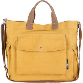 Canvas Tote Bag with Multi Pockets Crossbody Tote Bag for Women Stylish Shoulder Bag High Capacity Casual Crossbody Bag (Small-Yellow)