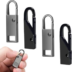Zipper Pull Replacement,4pcs Universal Metal Luggage Replacement Zipper Pulls Slider,Zipper Repair Kit, Suitcase Zipper Pull Tab for Backpack Jackets Coat Boots Clothing Shoes, 2Black 2Gun Black