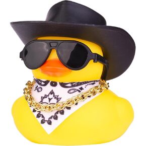Duck Car Ornament for Dashboard with Mini Cowboy Hat, Scarf Necklace, and Sunglasses (Pink) in Kuwait