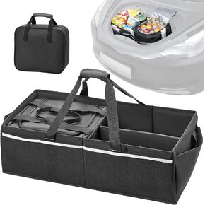 Front Trunk Organizer with Insulated Leakproof Cooler Bag, Car Trunk Organizer Compatible with Tesla Model 3 / Model Y, Frunk Storage Bag Collapsible, EV Cable Organizer Bag