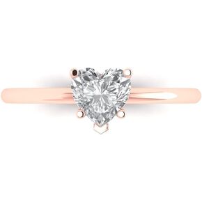Clara Pucci 0.95ct Heart Cut Solitaire Stunning Genuine Lab Created White Sapphire 5-Prong Classic Statement Ring 14k Rose Gold for Women