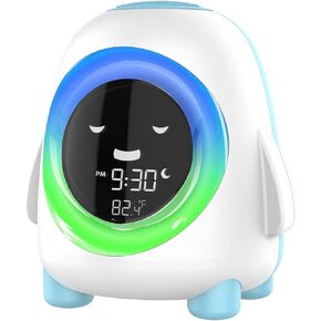 Kids Alarm Clock for Kids, Toddlers Sleep Training Clock with Sound Machine, Night Light, Nap Timer, Temperature Detect, Ok to Wake Alarm Clock for Boys Girls Bedroom