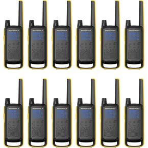 Motorola Solutions, Portable FRS, T470, Talkabout, Two-Way Radios, Emergency Preparedness, Rechargeable, 22 Channel, 35 Mile, Black W/Yellow, 12 Pack