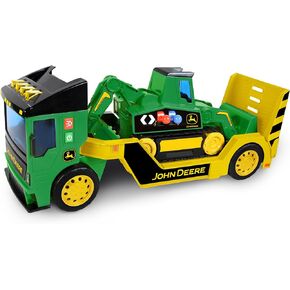 John Deere 24'' 2-N-1 Mega Mover - Large Toy Truck with Lights, Sounds and Motorized Drive | Realistic Dump Truck and Trailer with Dual Joystick Controllers | for Kids 3+