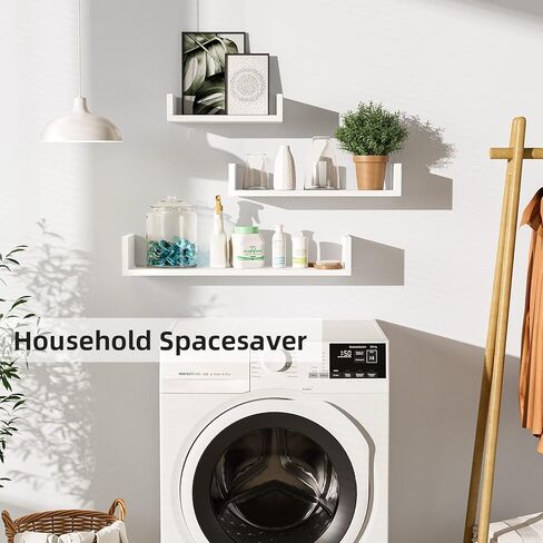 أرفف عائمة كبيرة جدًا من سريواتانا، مجموعة أرفف حائط حديثة مكونة من 3 أرفف مثبتة على الحائط للحمام وغرفة النوم وغرفة المعيشة والمطبخ والغسيل وديكور الحائط وحامل العرض (أبيض مغسول) in Kuwait