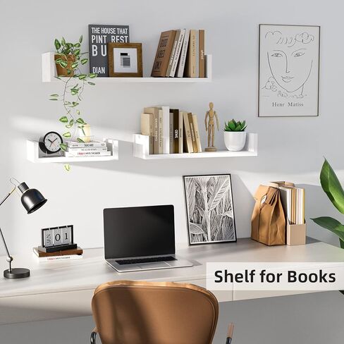SRIWATANA X-Large Floating Shelves, Modern Wall Shelves Set of 3, Wall Mounted Shelves for Bathroom, Bedroom, Living Room, Kitchen, Laundry, Wall Decor, Display Holder (Washed White) in Saudi Arabia