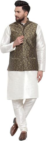 Maple Clothing Men's Nehru Jacquard Jacket Indian Traditional Waistcoat Vest in Saudi Arabia
