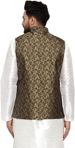 Maple Clothing Men's Nehru Jacquard Jacket Indian Traditional Waistcoat Vest in Saudi Arabia