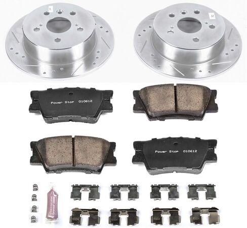 Power Stop K6520 Rear Z23 Carbon Fiber Brake Pads with Drilled and Slotted Brake Rotors Kit For 2013-2018 ES300h | 2013-2018 Lexus ES350 | 2013-2018 Avalon | 2012-2017 Toyota Camry in Saudi Arabia