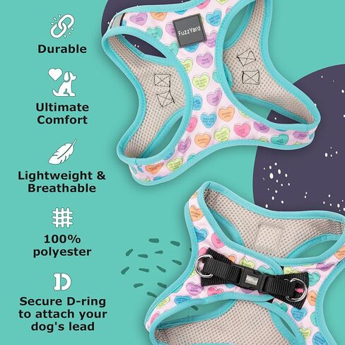 FuzzYard Candy Hearts Step in Dog Harness | Size S | Comfortable Fit for Everyday Walking & Training in Saudi Arabia