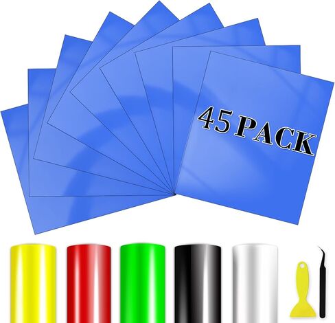 45 قطعة من الفينيل ذاتي اللصق باللون الأزرق مقاس 30.48 سم × 25.4 سم لجميع أدوات القطع الحرفية، وتزيين الحفلات، والملصق، وملصق السيارة، مقاوم للماء وسهل القطع والأعشاب، للمشروعات الداخلية والخارجية in Saudi Arabia