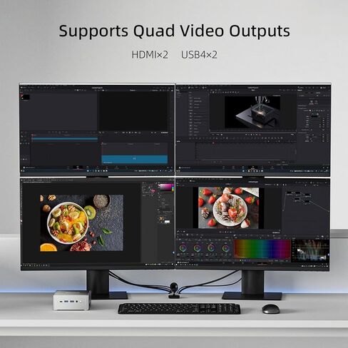 جهاز كمبيوتر صغير MINISFORUM NPB7، ذاكرة وصول عشوائي 32 جيجابايت، 1 تيرابايت SSD، مع معالج Intel Core i7-13700H، 14 نواة و20 خيط، 2 × منافذ HDMI و2X منفذ USB4 (8K@60 هرتز)، 1 × USB من النوع C، 4 × USB من النوع A، 2 × 2.5 جيجا RJ45 لان in Kuwait