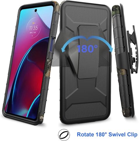 Ailiber Compatible with Motorola Moto G 5G 2022 Case, with Screen Protector, Swivel Belt Clip Holster with Kickstand, Heavy Duty Full Body Shockproof Protector Phone Cover for Moto G 5G 2022-Camo in Saudi Arabia