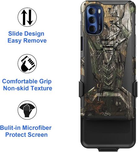 Ailiber Compatible with Motorola Moto G 5G 2022 Case, with Screen Protector, Swivel Belt Clip Holster with Kickstand, Heavy Duty Full Body Shockproof Protector Phone Cover for Moto G 5G 2022-Camo in Saudi Arabia
