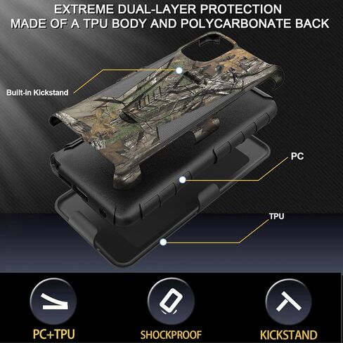 Ailiber Compatible with Motorola Moto G 5G 2022 Case, with Screen Protector, Swivel Belt Clip Holster with Kickstand, Heavy Duty Full Body Shockproof Protector Phone Cover for Moto G 5G 2022-Camo in Saudi Arabia