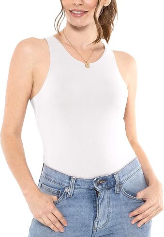 STRETCH IS COMFORT Women's and Plus Oh So Soft High Neck Bikini Leotard Bodysuit with Snap Closure in Saudi Arabia