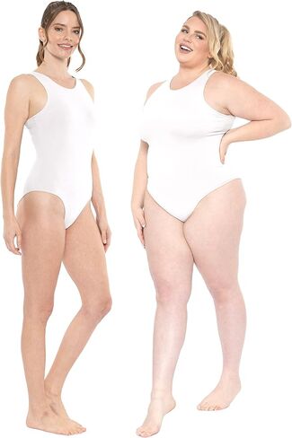 STRETCH IS COMFORT Women's and Plus Oh So Soft High Neck Bikini Leotard Bodysuit with Snap Closure in Saudi Arabia