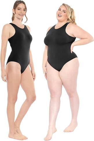 STRETCH IS COMFORT Women's and Plus Oh So Soft High Neck Bikini Leotard Bodysuit with Snap Closure in Saudi Arabia