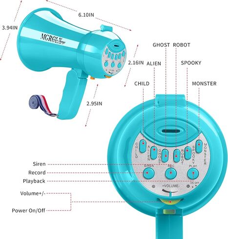 Mini Megaphone Bullhorn with Voice Changer Function | Built-in Siren & Record | Portable Speaker for Kids, Adults, Cheerleading and Party（Teal） in Kuwait