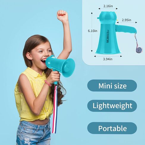 Mini Megaphone Bullhorn with Voice Changer Function | Built-in Siren & Record | Portable Speaker for Kids, Adults, Cheerleading and Party（Teal） in Kuwait
