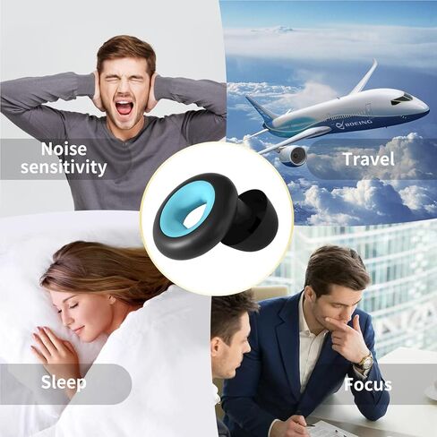 سدادات أذن عازلة للضوضاء للنوم - سدادات أذن للنوم والتركيز - زوجان من سدادات الأذن المرنة المصنوعة من السيليكون القابلة لإعادة الاستخدام لتقليل الضوضاء، سدادة أذن للأشخاص الذين ينامون على الجانب وحساسين للضوضاء in Kuwait