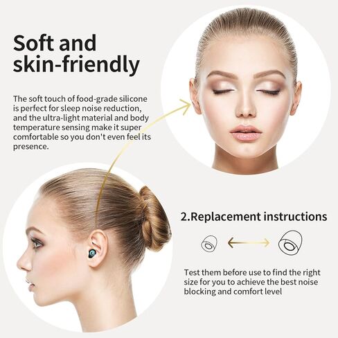 سدادات أذن عازلة للضوضاء للنوم - سدادات أذن للنوم والتركيز - زوجان من سدادات الأذن المرنة المصنوعة من السيليكون القابلة لإعادة الاستخدام لتقليل الضوضاء، سدادة أذن للأشخاص الذين ينامون على الجانب وحساسين للضوضاء in Kuwait