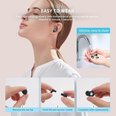 سدادات أذن عازلة للضوضاء للنوم - سدادات أذن للنوم والتركيز - زوجان من سدادات الأذن المرنة المصنوعة من السيليكون القابلة لإعادة الاستخدام لتقليل الضوضاء، سدادة أذن للأشخاص الذين ينامون على الجانب وحساسين للضوضاء in Kuwait