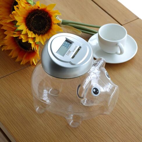 Piggy Digital Coin Bank, Automatic Coin Counter Totals All U.S. Coins, Clear Money Saving Jar with LCD Display, Silver in Saudi Arabia