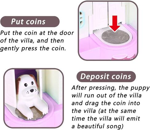 Fun Puppy Villa Piggy Bank, Lucky Dog House Automatic Swallowing Piggy Bank with Light and Music Effects Children's Toy Gifts( Lucky Dog) in Saudi Arabia