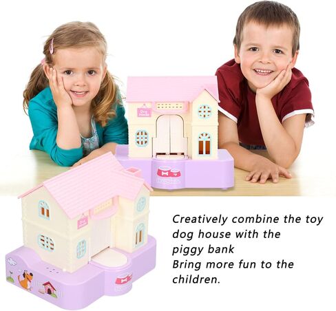 Fun Puppy Villa Piggy Bank, Lucky Dog House Automatic Swallowing Piggy Bank with Light and Music Effects Children's Toy Gifts( Lucky Dog) in Saudi Arabia