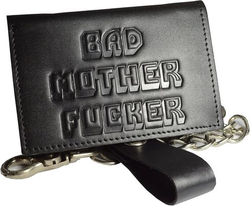 BMF Leather Trifold Biker Wallet with Chain New Tough Black Leather Version Smooth in Saudi Arabia