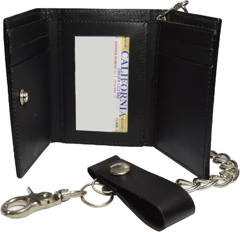 BMF Leather Trifold Biker Wallet with Chain New Tough Black Leather Version Smooth in Saudi Arabia