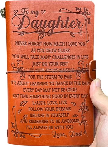 papasgix to My Daughter Leather Journal-120 Page 7.9"x 4.9" Refillable Travel Diary, Personalized Leather Notebook Journals, Graduation Ceremony Birthday Diary Gifts(From Dad, Brown) in Saudi Arabia