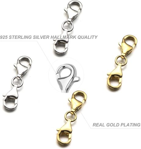 Zpsolution 925 Sterling Silver Double Lobster Clasp Extender Double Opening Necklace Clasp Double Claw Connector Bracelet Extension Clasps for Jewelry Making (Gold) in Saudi Arabia