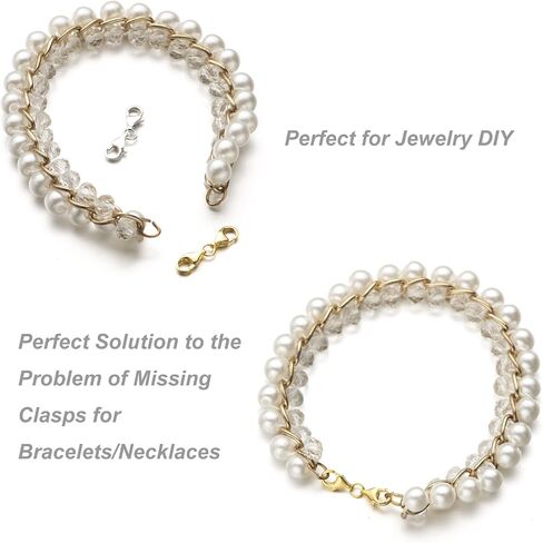 Zpsolution 925 Sterling Silver Double Lobster Clasp Extender Double Opening Necklace Clasp Double Claw Connector Bracelet Extension Clasps for Jewelry Making (Gold) in Saudi Arabia