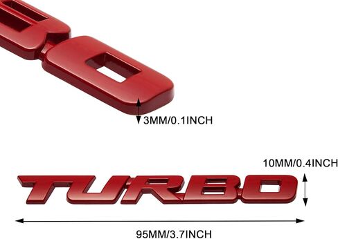 TOMALL 2 Pcs 3D Metal Turbo Premium Car Side Fender Rear Trunk Emblem Badge Decals for All Cars Zinc Alloy Modified Turbo Emblems Decoration Stickers for Car (Red-S) in Saudi Arabia