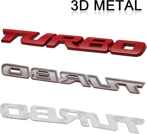TOMALL 2 Pcs 3D Metal Turbo Premium Car Side Fender Rear Trunk Emblem Badge Decals for All Cars Zinc Alloy Modified Turbo Emblems Decoration Stickers for Car (Red-S) in Saudi Arabia