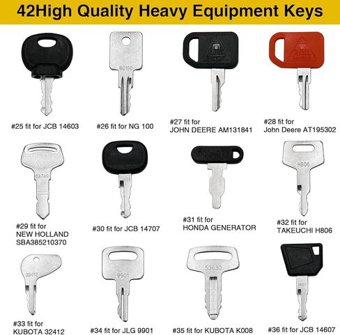 42 مجموعة مفاتيح رئيسية لمعدات البناء الثقيلة، مجموعة مفتاح الإشعال بديلة للقطط كوبوتا تويوتا كوماتسو جون JLG JCB فولفو كوبوتا تاكيوتشي يانمار فورد هوندا هيستر دايو والمزيد in Kuwait