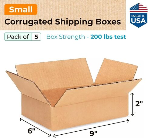 صناديق شحن مموجة صغيرة من IDL Packaging مقاس 9 بوصة طول × 6 بوصة عرض × 2 بوصة ارتفاع (عبوة من 10) - اختيار الجودة لصناديق التعبئة القوية للشحن USPS وUPS وFedEx - صناديق من الورق المقوى سهلة إعادة التدوير للتغليف in Kuwait