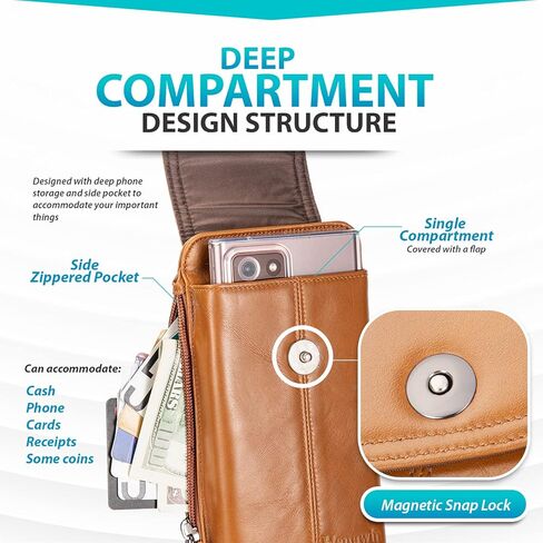 حافظة هاتف من الجلد الطبيعي من Hengwin تناسب هاتف iPhone 15 Pro Max 15 Plus 14 Pro Max 14 Plus Samsung Galaxy S24 Ultra Holster مع مشبك حزام وحلقة حزام وحامل بطاقات للهاتف الخلوي (بني) in Kuwait