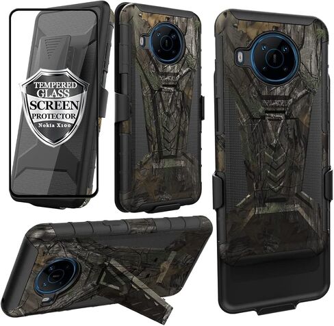 Ailiber for Nokia X100 Case, Nokia X100 5G Holster with Tempered Glass Screen Protector, Swivel Belt Clip Holster with Kickstand, Heavy Duty Full Body Shockproof Phone Cover Case for Nokia X100-Blue in Saudi Arabia