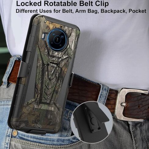 Ailiber for Nokia X100 Case, Nokia X100 5G Holster with Tempered Glass Screen Protector, Swivel Belt Clip Holster with Kickstand, Heavy Duty Full Body Shockproof Phone Cover Case for Nokia X100-Blue in Saudi Arabia