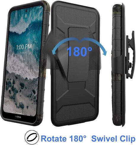 Ailiber for Nokia X100 Case, Nokia X100 5G Holster with Tempered Glass Screen Protector, Swivel Belt Clip Holster with Kickstand, Heavy Duty Full Body Shockproof Phone Cover Case for Nokia X100-Blue in Saudi Arabia