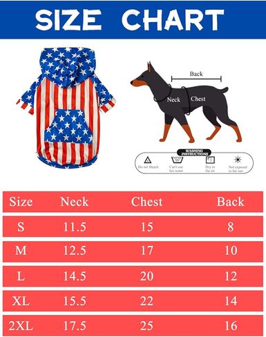 ملابس الحيوانات الأليفة بغطاء للرأس للكلاب الصغيرة من الرابع من يوليو، قمصان بعلم الولايات المتحدة الأمريكية للجرو، ملابس بعلم أمريكي، تي شيرت صيفي (S) in Kuwait
